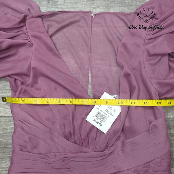 David's Bridal Long Mesh Sleeve Mini Dress Size 6 - Picture 5 of 6